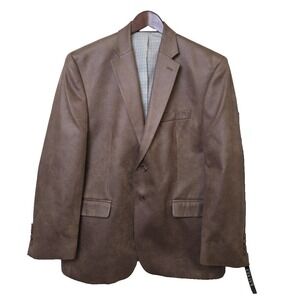 NWT Lauren Ralph Lauren Blazer 42 Short Microfiber Brown Faux Suede MSRP $225